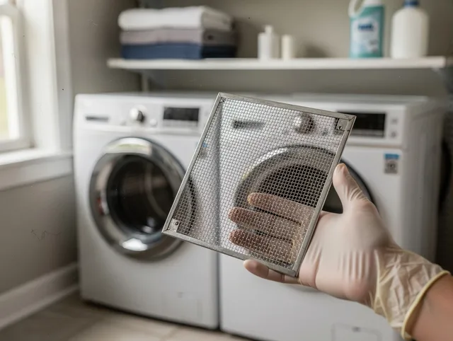 Alhambra Dryer Vent Cleaning specialist performing detailed lint trap cleaning service in Alhambra
