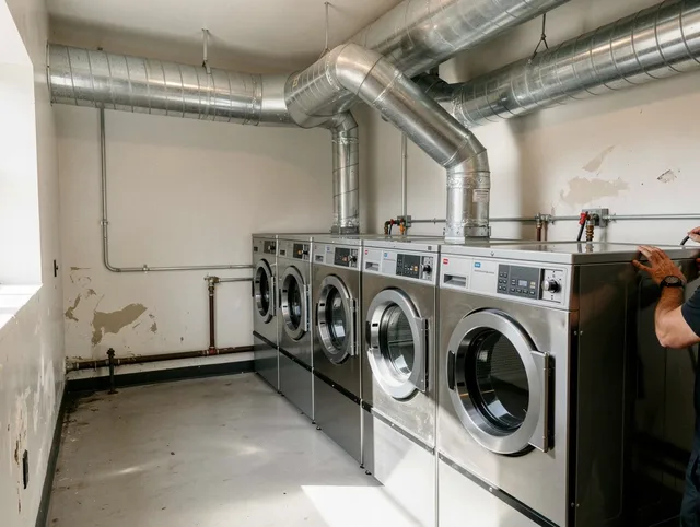 Alhambra Dryer Vent Cleaning team performing large-scale commercial dryer vent cleaning in Alhambra