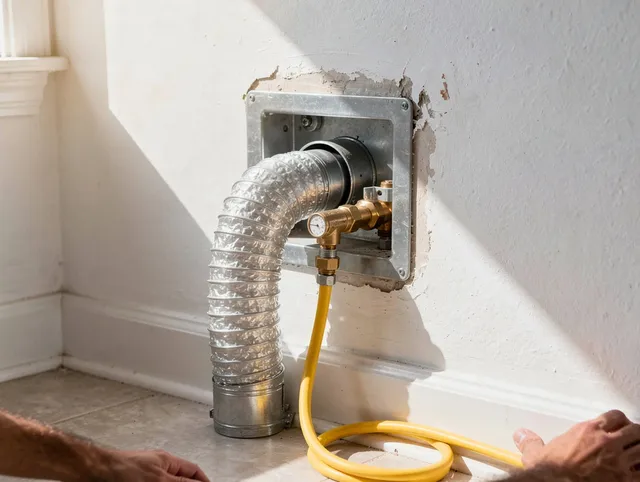 Alhambra Dryer Vent Cleaning certified technician performing specialized gas dryer vent cleaning in Alhambra
